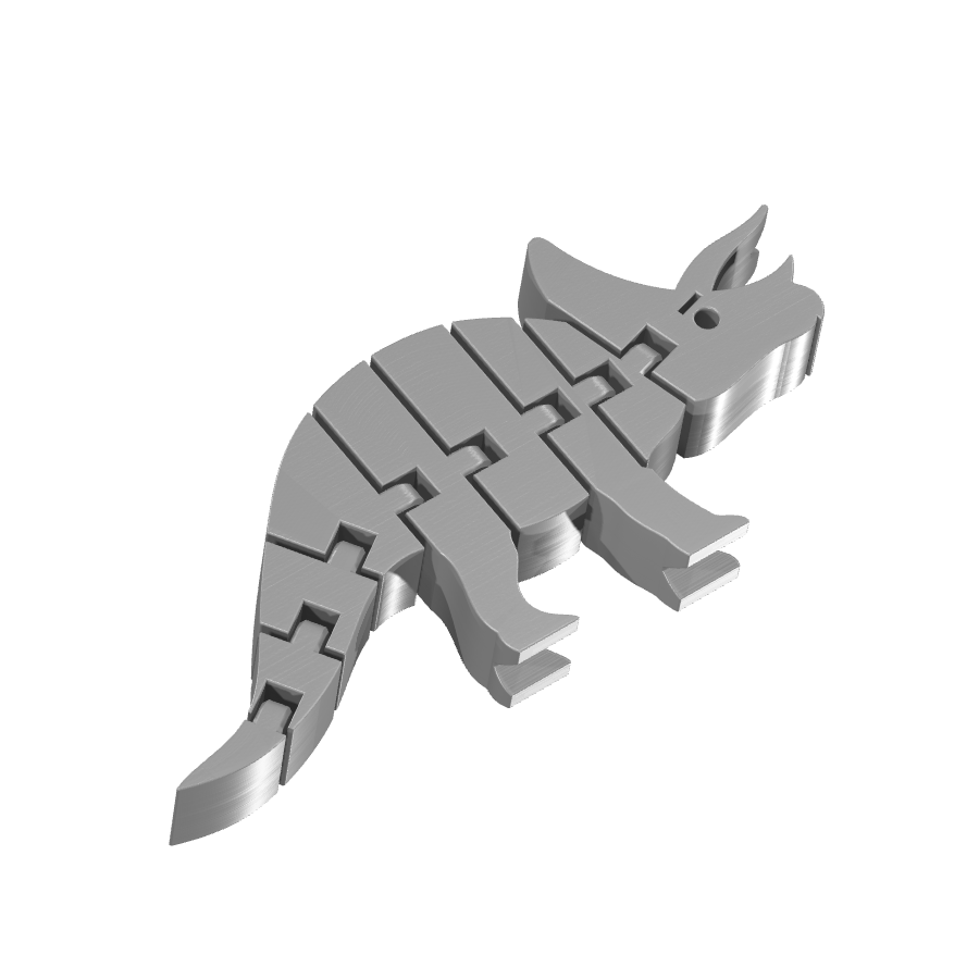 Bild på 3D printad produkt med namn: Flexi - Dinosaurusfigurer, Triceratops, inspirerad av den ikoniska dinosaurien, perfekt för fans av historia och natur