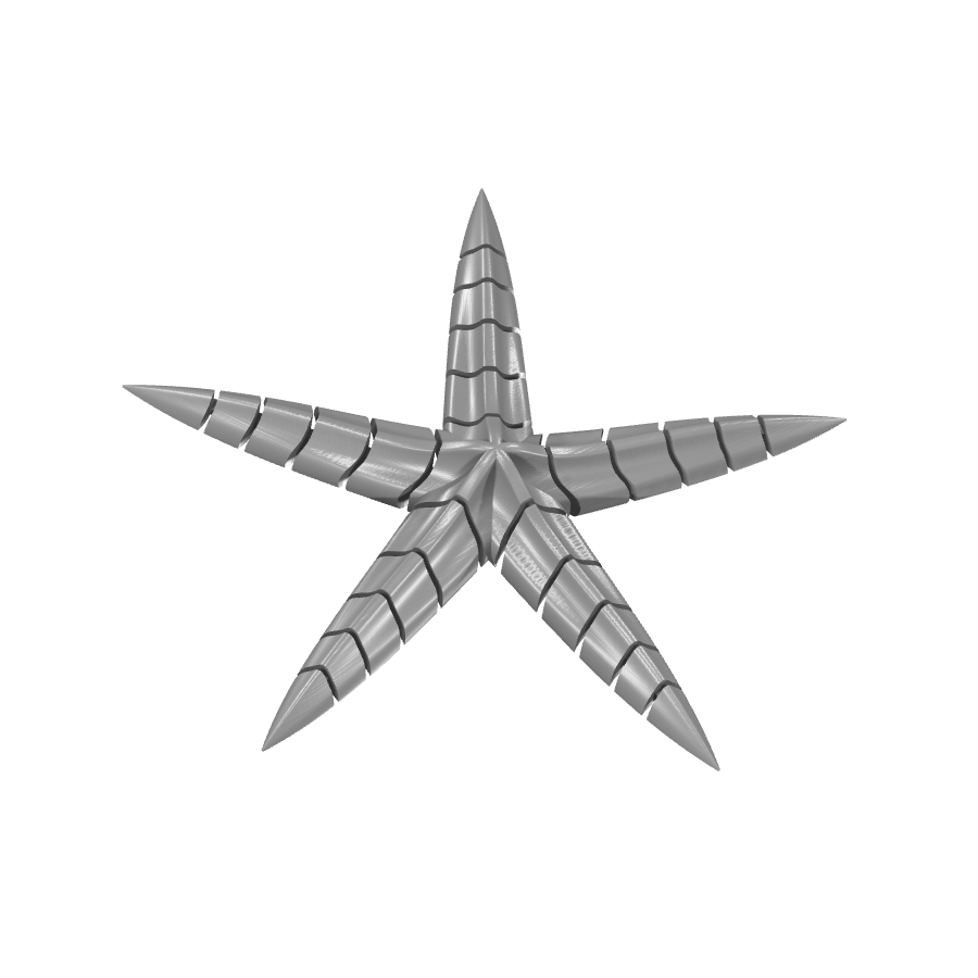 Bild på 3D printad produkt med namn: Flexi - Stjärnfisk-dekoration, inspirerad av havets underbara värld, perfekt för heminredning och som prydnad på skrivbord eller hylla