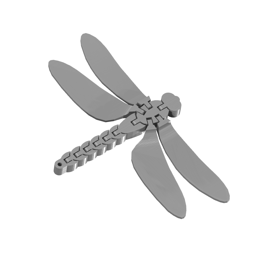 Bild på 3D printad produkt med namn: Flexi - Trollslända figur insekt, inspirerad av naturens vackraste skapelser, perfekt för heminredning eller personliga samlingar