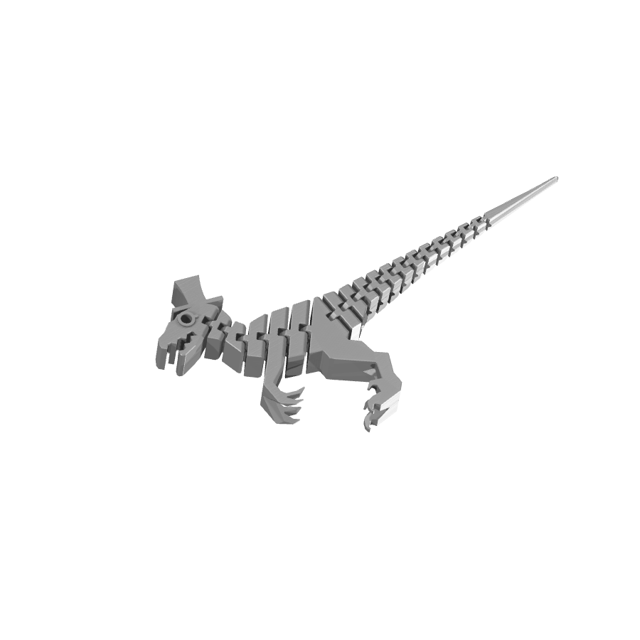 Bild på 3D printad produkt med namn: Flexi SIR-raptor figur inspirerad av din favorit dinosaurie, perfekt för att dekorera ditt skrivbord eller som en rolig present för någon som älskar reptiler