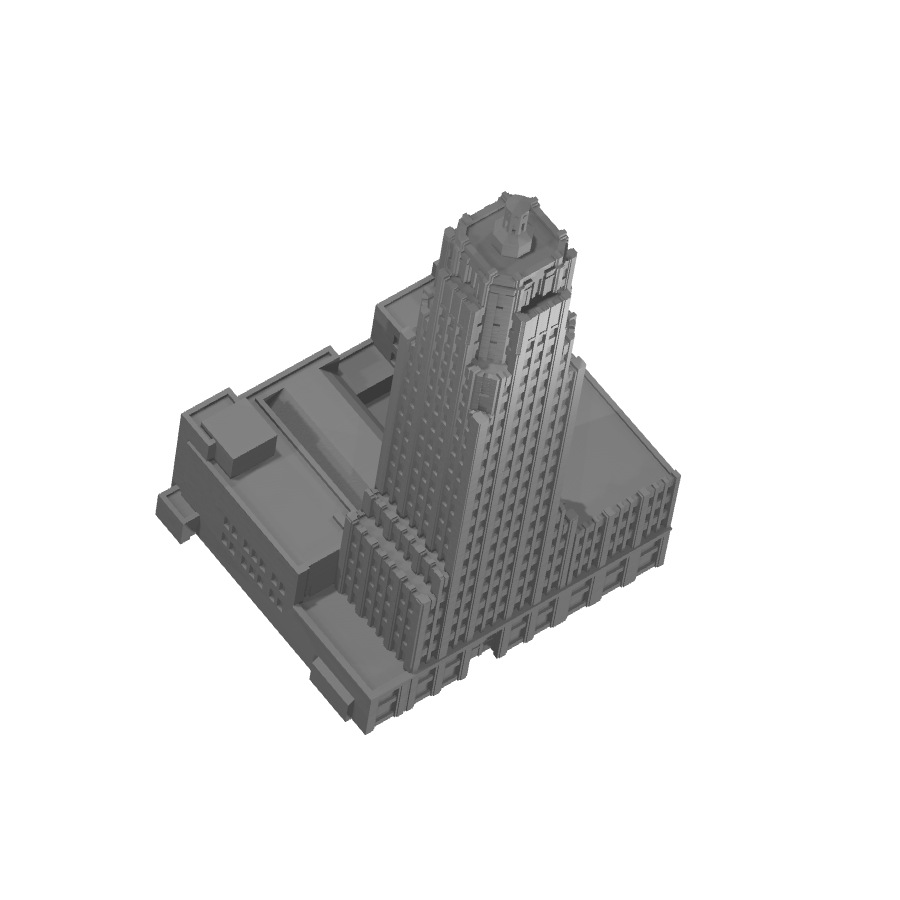 stor bild på produkten: Miniatyrbyggnad av Lincoln Bank Tower, en detaljerad replika av den kända skyskrapan i Fort Wayne, Indiana, perfekt för samling eller dekor