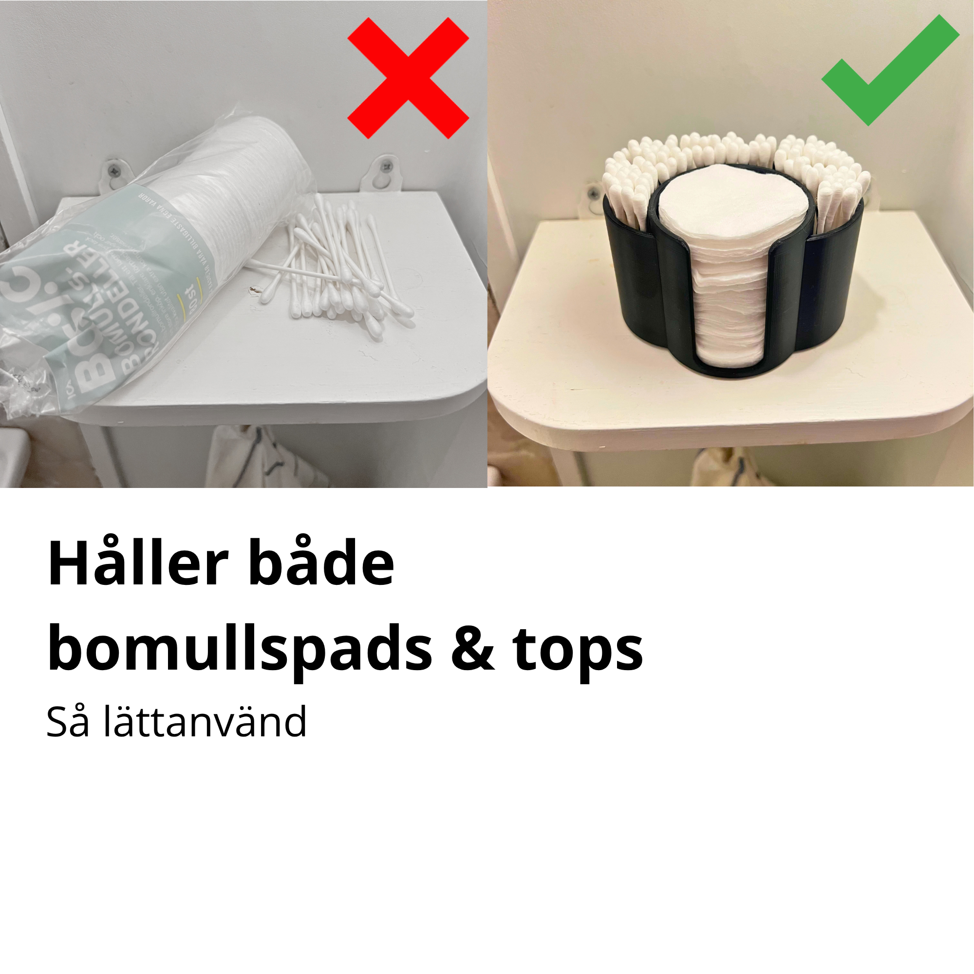 bild nr 2 på produkten: Bomullspads och tops förvaring , Behållare för bomullstussar och bomullskuddar -  Hem & Smink