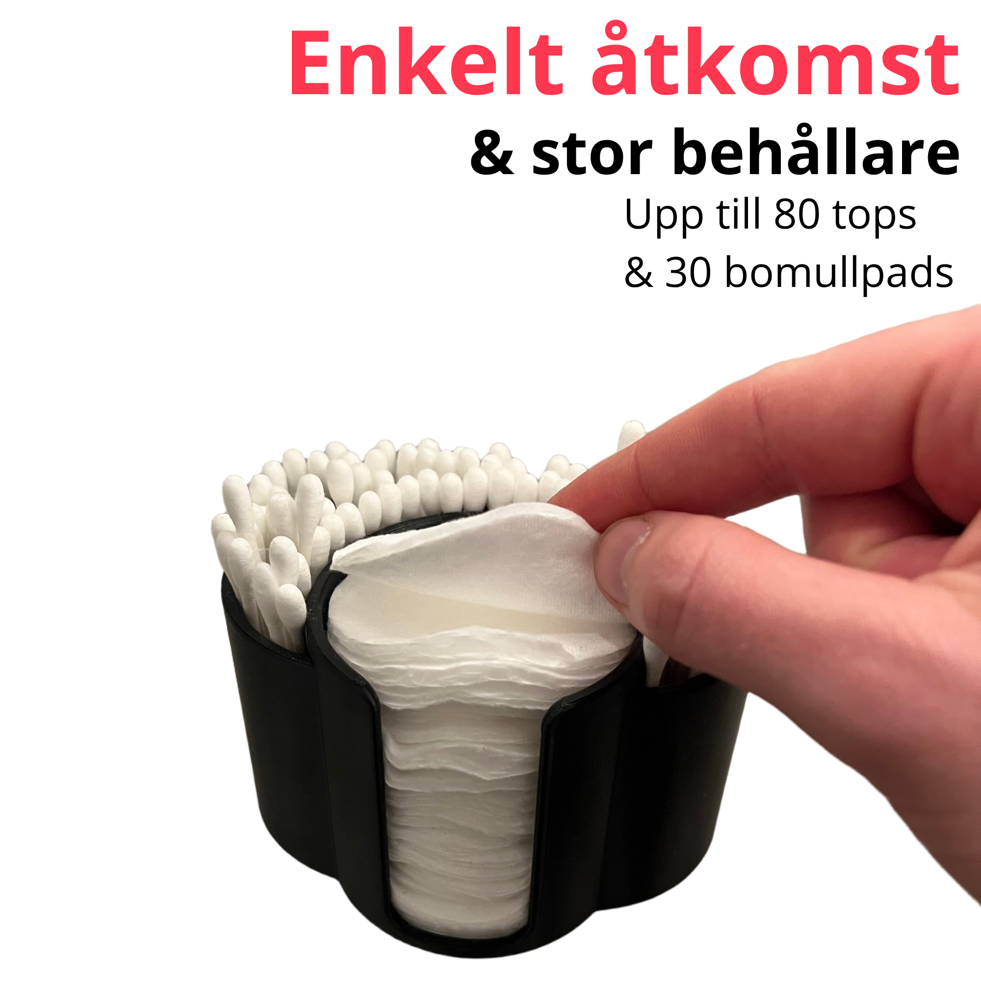 bild nr 3 på produkten: Bomullspads och tops förvaring , Behållare för bomullstussar och bomullskuddar -  Hem & Smink