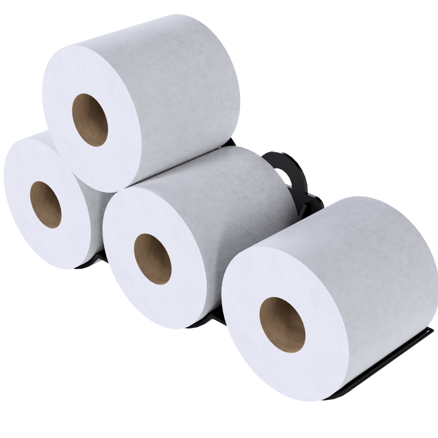 Bild på 3D printad produkt med namn: 🧻 Väggmonterad toalettpappersförvaring – Stilren och smart hylla för 6 rullar, enkel montering med dubbelhäftande tejp, passar alla rullstorlekar – Perfekt för badrum, gästtoalett och fritidshus! Toarullehållare | Toalettpappershållare | Vägghylla