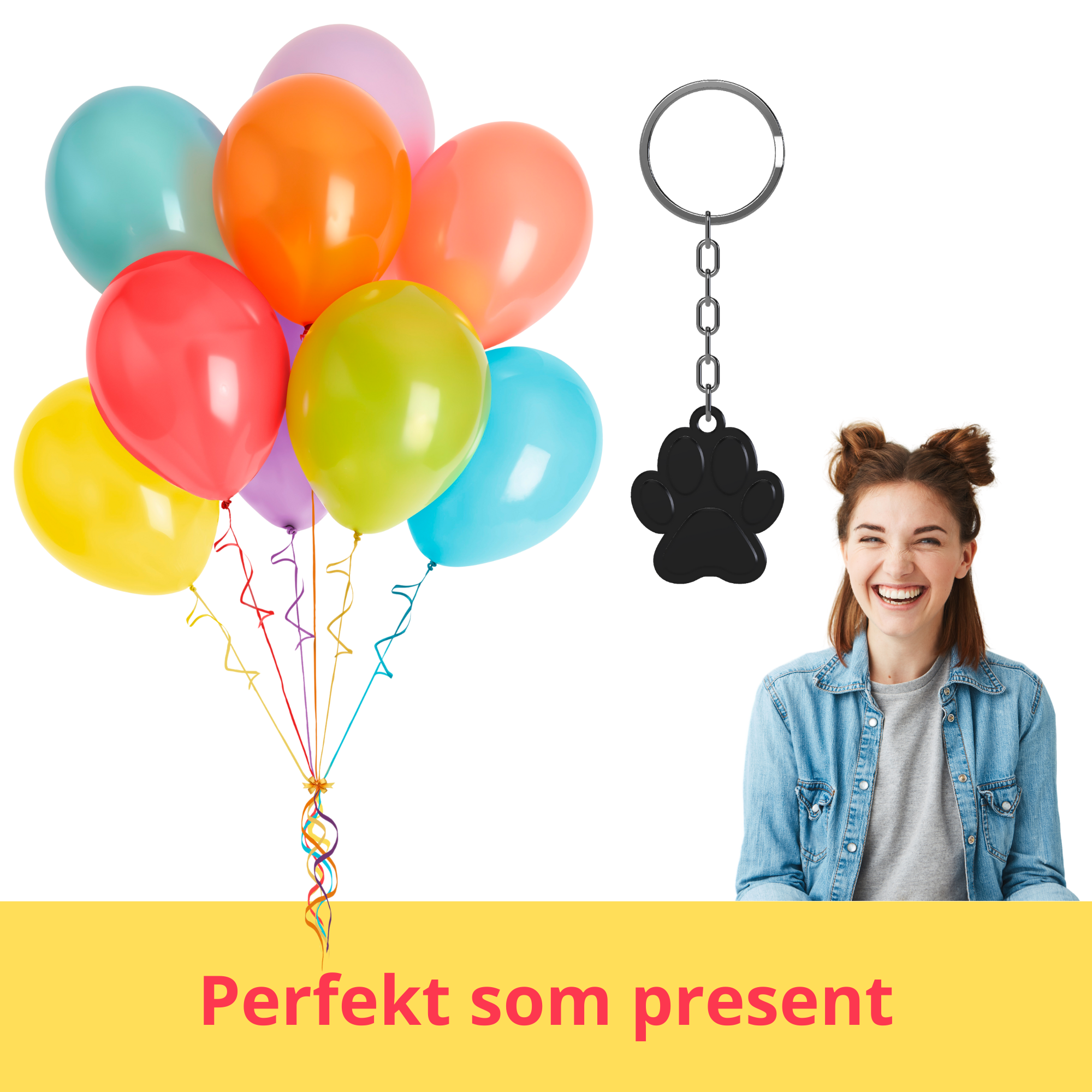 bild nr 3 på produkten: Nyckelring Hundtass Mönster 3D Effekt - För Hundälskare & Perfekt Som Present