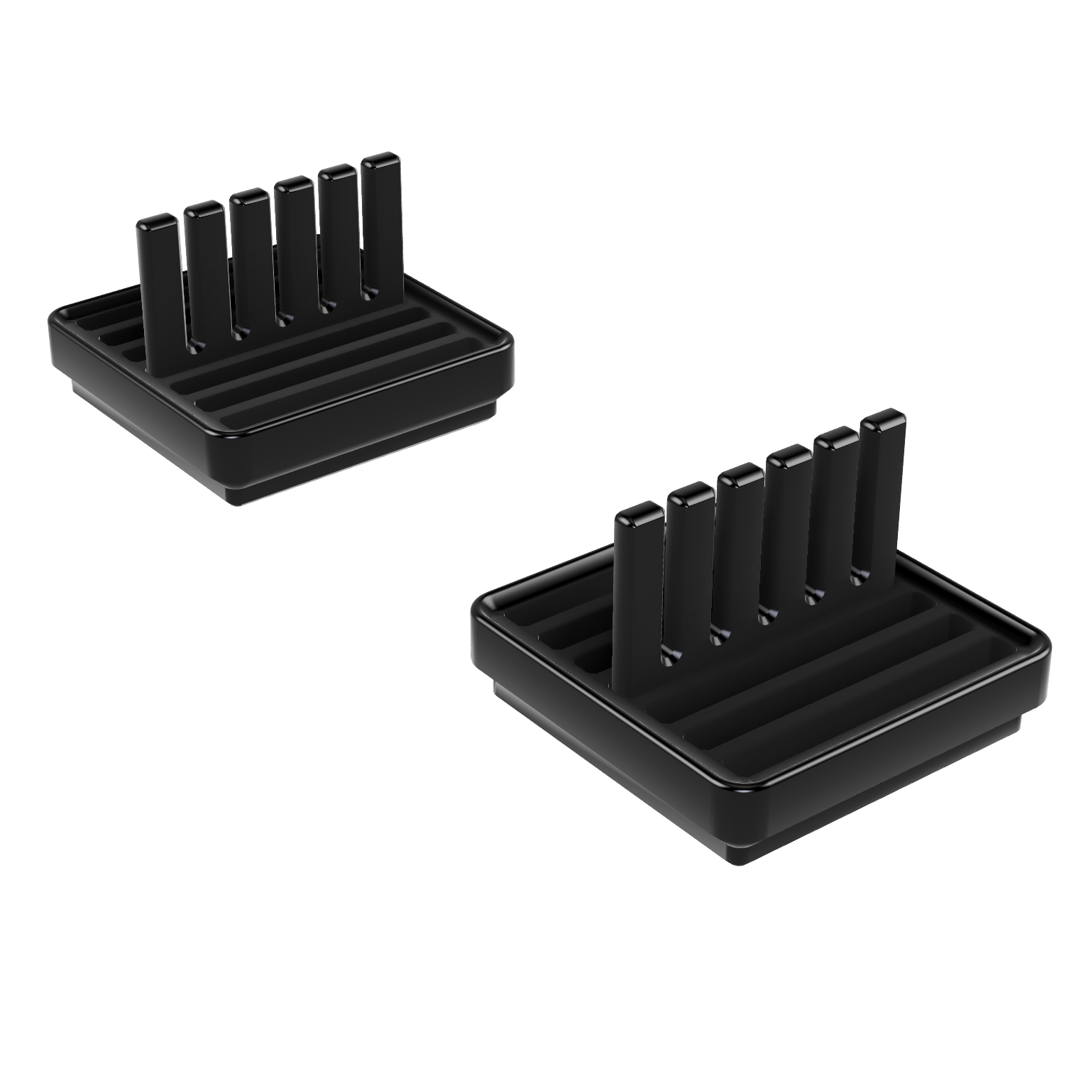 Bild på 3D printad produkt med namn: Gridfinity kompatibel, Justerbar Kabel Hållare Två Stycken, 1x1 Ruta