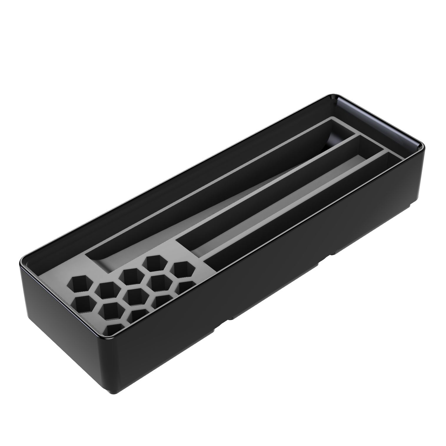 Bild på 3D printad produkt med namn: Gridfinity kompatibel, Spärrskaft hållare låg