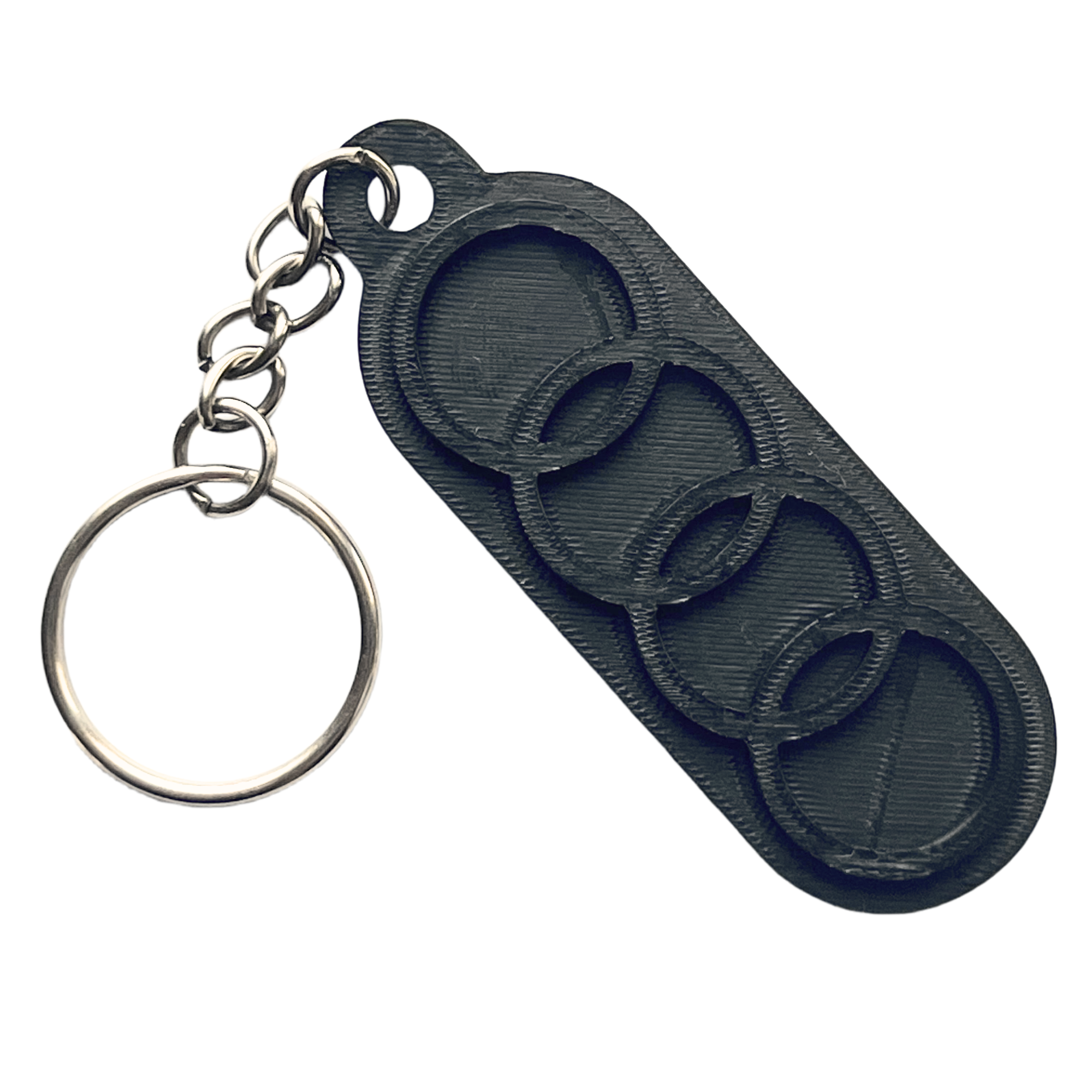 Bild på 3D printad produkt med namn: Nyckelring AUDI Logga - Nyckelkedja Ingår - Välj Färg - 3D-Printad i Hårdplast