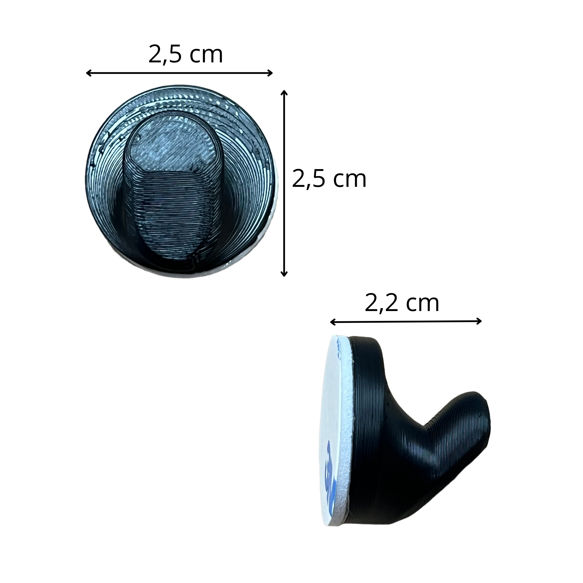 bild nr 5 på produkten: Självhäftande Krok - 200 Gram Max Vikt - 25 mm Diameter - Väggkrok Med Dubbelhäftande Tejp