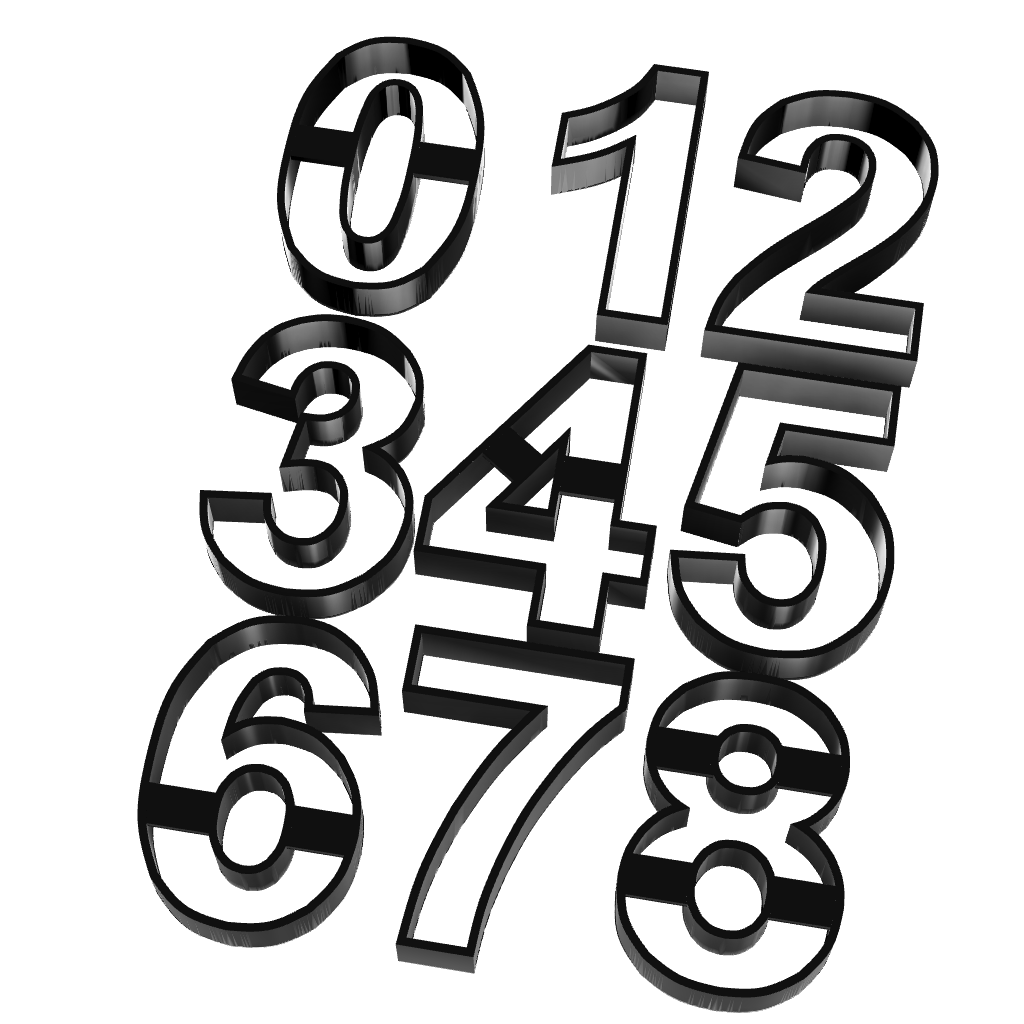 Bild på 3D printad produkt med namn: Pepparkaksform Siffror Set - 0 till 9 - 0, 1, 2, 3, 4, 5, 6 (9), 7, 8