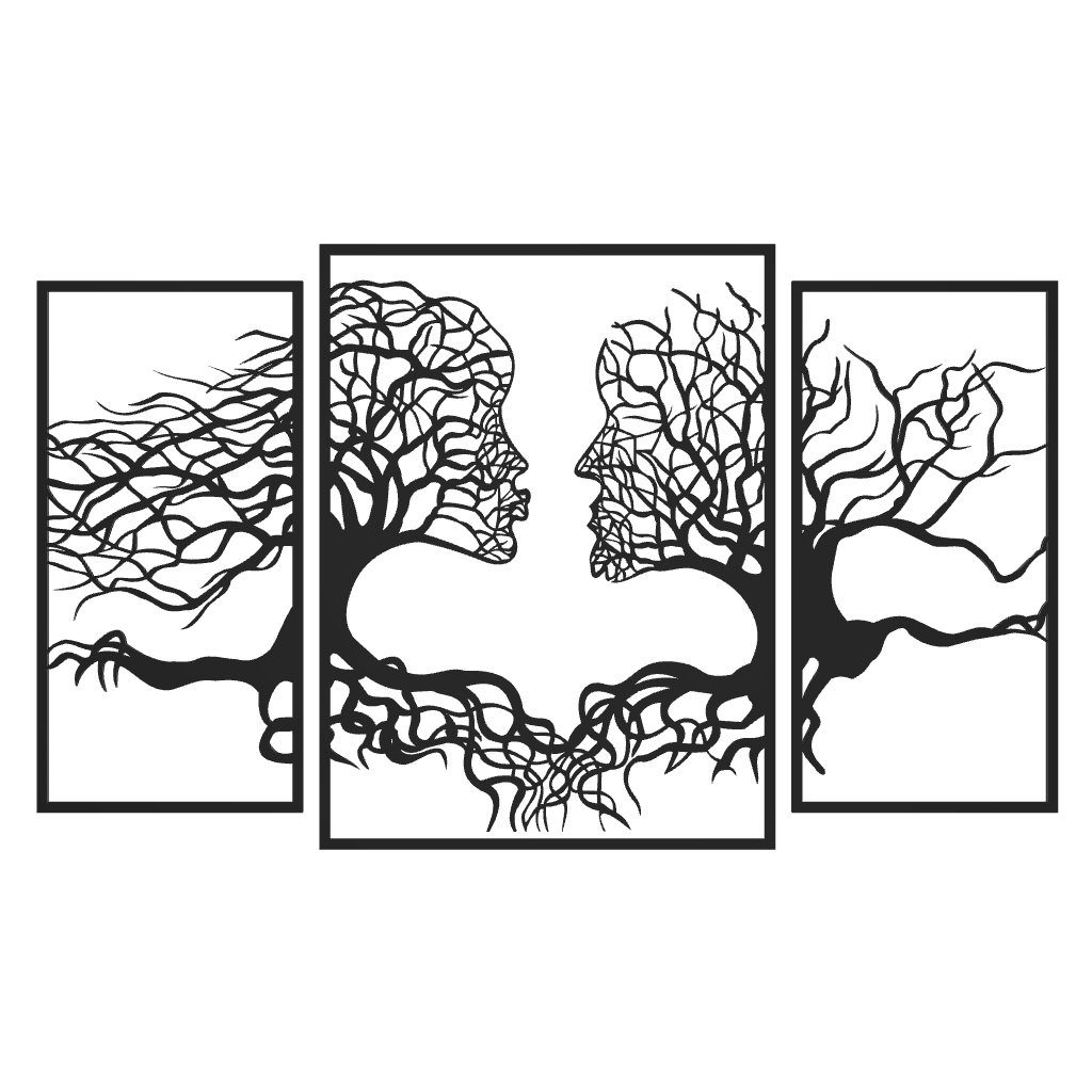 Bild på 3D printad produkt med namn: Väggkonst Han Hon, Tre delar - Wall art