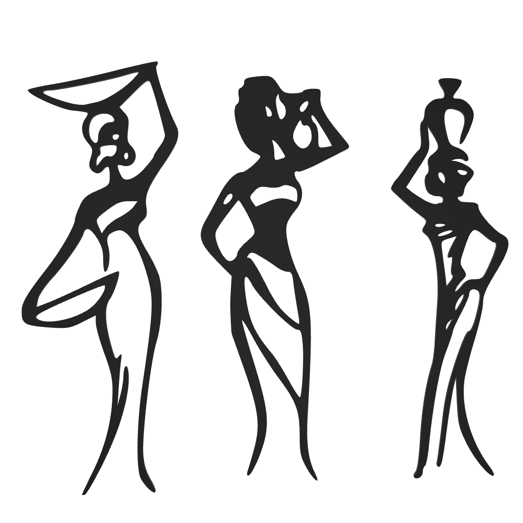 Bild på 3D printad produkt med namn: Väggkonst - Afrikanska Kvinnor, Tre delar