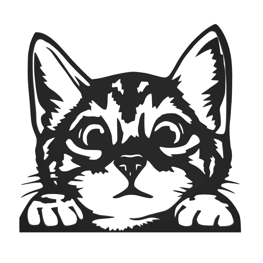 Bild på 3D printad produkt med namn: Väggkonst - Katt 18 cm