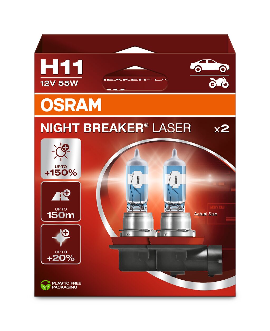 64211NL-2HB OSRAM - Лампа h11 55w (pgj19-2) 12v night breaker laser - 64211nl-2hb (2шт)