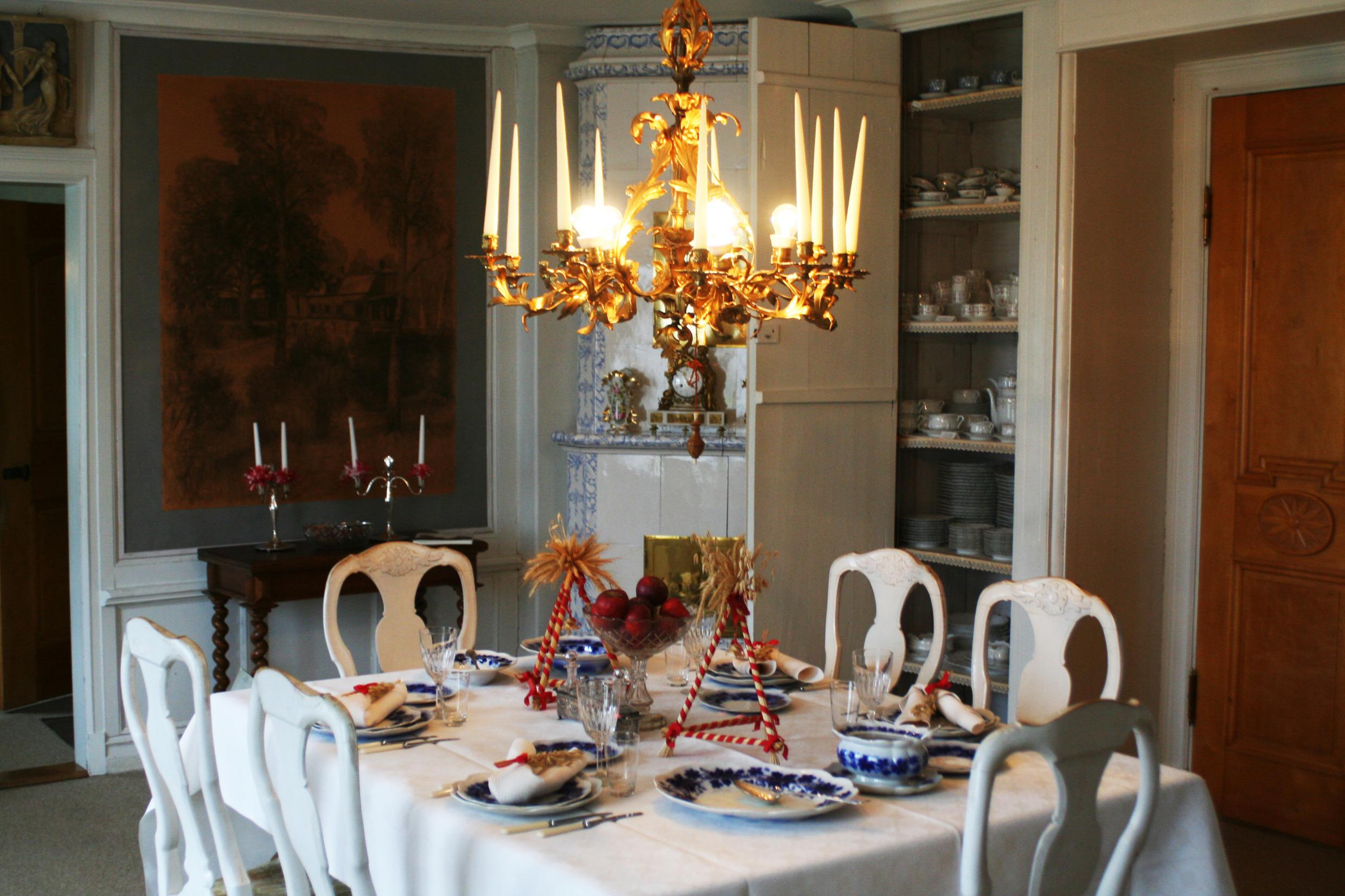De eetkamer in Selma Lagerlöfs Mårbacka, Värmland